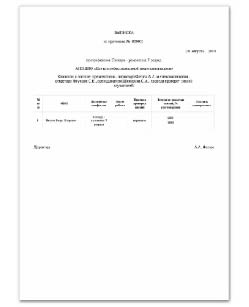 Выписка из протокола комиссии